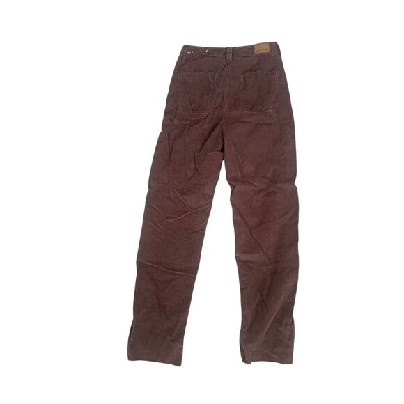 American Eagle Baggy Mom Pant Corduroy High Rise Brown/Red Size 0 Raw Hem Fall - Picture 3 of 14